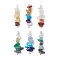 6Pcs Mixed Gemstone Chip Beaded Connector Charms Set, with 304 Stainless Steel Double Loops, Stainless Steel Color, 33~36x9~12.5x5~7mm, Hole: 2mm