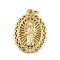 Brass Micro Pave Cubic Zirconia Pendants, Religious Theme, Saint Benedict, Cadmium Free & Lead Free, Real 18K Gold Plated, Oval, 21.5x15x3mm, Hole: 3mm