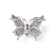 Brass Micro Pave Clear Cubic Zirconia Pendants, Nickel Free, Butterfly Charms, Platinum, 18x26x10mm, Hole: 1.6mm