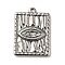 Non-Tarnish 304 Stainless Steel Pendants, Wave Textured, Rectangle with Eye Pattern Charms, Stainless Steel Color, 21x15x2mm, Hole: 1.2mm