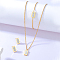 201 Stainless Steel Jewelry Sets, Pendant Necklaces & Stud Earrings & Bracelets, with Clear Cubic Zirconia, Rectangle, Real 18K Gold Plated, 16.54 inch(42cm)