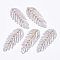 Cellulose Acetate(Resin) Big Pendants, with Iron Loops, Leaf, Golden, WhiteSmoke, 70~76x29~31x3mm, Hole: 1.2mm