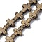Electroplated Natural Lava Rock Beads Strands, Cross, Antique Golden Plated, 10x8x4~4.5mm, Hole: 0.8~1mm, about 38pcs/strand, 31.10''(79cm)