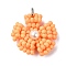 Glass Seed Beaded Daisy Pendants, with Shell Pearl & Stainless Steel Color Jump Ring, Sandy Brown, 18~19x18x4mm, Hole: 3.5mm