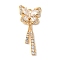 Brass Micro Pave Clear Cubic Zirconia Studs Pendants, Cadmium Free & Nickel Free & Lead Free, Butterfly, Real 18K Gold Plated, 36x16x3mm, Hole: 3mm