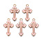 Alloy Enamel Pendants, Cross, Light Gold, Misty Rose, 25x14x2mm, Hole: 1.8mm
