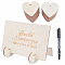 1 Set Wooden Wedding Guest Book Alternative, with 3Pcs Plastic Double-end Marker Pen and 100Pcs Heart Unfinished Wood Pendant Decorations, Mixed Color, 59~178x14~130x1.5~115mm