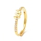 Clear Cubic Zirconia Initial Letter Adjustable Ring, Golden Brass Jewelry for Women, Cadmium Free & Lead Free, Letter.W, Inner Diameter: 18mm