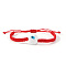 Handmade Lampwork Evil Eye Round Beaded Braided Bead Bracelets, Adjustable Fiber Cord Braided Bracelets for Men Women, Red, Inner Diameter: 11 inch(28cm)