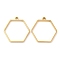 304 Stainless Steel Open Back Bezel Hexagon Pendants, For DIY UV Resin, Epoxy Resin, Pressed Flower Jewelry, Real 18K Gold Plated, 28x28x3mm, Hole: 2.2mm, Inner Diameter: 23x26mm
