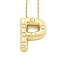 Brass & Plastic Pearl Letter Pendant Box Chain Necklaces for Women, Real 18K Gold Plated, Letter P, 17.64 inch(44.8cm)