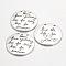 Tibetan Style Alloy Message Pendants, Cadmium Free & Lead Free, Flat Round with Word, Antique Silver, 30x3mm, Hole: 1.5mm, about 111pcs/1000g
