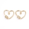 Brass Micro Pave Clear Cubic Zirconia Screw Carabiner Lock Charms, for Necklaces Making, Heart, Real 18K Gold Plated, 26.5x27x4mm, Screw: 7.5x6.5mm