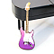 Mini Wood Electric Guitar Model, Miniature Dollhouse Decorations Accessories, Dark Violet, 86x32mm