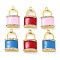 Brass Micro Pave Clear Cubic Zirconia Pendants, with Enamel, Real 18K Gold Plated, Lock Charms, Mixed Color, 23x13.5x5mm, Hole: 1.8mm