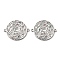 Brass Micro Pave Colorful Cubic Zirconia Hollow Connector Charms, Flat Round Links, Cadmium Free & Nickel Free & Lead Free, Real Platinum Plated, 28x35x2mm, Hole: 1.6mm