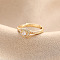 Brass Pave Cubic Zirconia Adjustable Rings for Women, Heart, Golden, Inner Diameter: 17mm