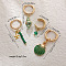 4Pcs Brass Glass Hoop Earring & Cuff Earring Sets, Shell Shape & Starfish, with Enamel , Golden, Green, 21~37x11~15mm