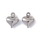 Non-Tarnish 304 Stainless Steel Charms, Puffed Heart Charms, Stainless Steel Color, 10x8x3.5mm, Hole: 1mm