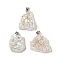 Electroplated Raw Rough Natural Druzy Agate Pendants, Nuggets Charms with Stainless Steel Color Tone Stainless Steel Findings, AB Color, White, 28~30x21~27x9~11mm, Hole: 4.5x3mm