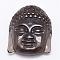 Natural Ice Crystal Obsidian Carven Pendants, Buddha, 46x36.5x12mm, Hole: 1mm