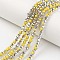 Electroplate Opaque Glass Beads Strands, Half Silver Plated, Faceted, Rondelle, Gold, 4x3mm, Hole: 0.4mm, about 110~115pcs/strand, 39~40cm