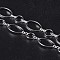 Brass Handmade Chains, Unwelded, with Spool, Silver Color Plated, Oval: about 20mm long, 13mm wide, Ring: 10mm in diameter, Clasp: 8mm long, 3mm wide, 0.7mm thick, about 32.8 Feet(10m)/roll
