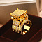 Brass Micro Pave Clear Cubic Zirconia Finger Rings, Square, Golden, US Size 9(18.9mm)