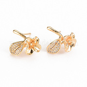 Серьги из латуни с микропейвом и прозрачным фианитом KK-S356-255-NF