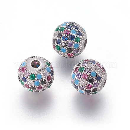 Латунные микро проложить кубического циркония бусы ZIRC-F098-02P-10mm-1