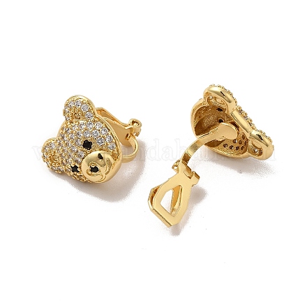 Серьги-клипсы из латуни с микропаве из кубического циркония EJEW-C057-09G-1