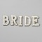Word BRIDE Iron on Appliques, with ABS Plastic Imitation Pearl Beads & Non-woven Felt Fabric, Costume Accessories, Sewing Craft Decoration, Crystal, 35x13~25x4mm, 5pcs/set