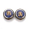 Handmade Tibetan Style Brass Beads, with Synthetic Turquoise, Flat Round, Blue, 15.5x8mm, Hole: 1.8mm