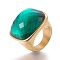 Ion Plating(IP) 304 Stainless Steel Finger Rings, with Faceted Glass, Green, Size 6~9, 16~19mm