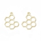 Rack Plating Alloy Pendants, Cadmium Free & Nickel Free & Lead Free, Honeycomb Charm, Light Gold, 21x17x1.8mm, Hole: 1.6mm