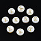 Natural Freshwater Shell Beads, with Golden Plated Brass Etched Metal Embellishments, Flat Round with Letter, Seashell Color, Letter.K, 6x4mm, Hole: 0.8mm