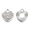 Alloy Rhinestone Pendants, Heart, Crystal, Platinum, 17x15x3mm, Hole: 3mm