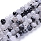 Natural Tourmalinated Quartz/Black Rutilated Quartz Beads Strands, Round, 6~6.5mm, Hole: 0.7mm, about 63pcs/strand, 15.16 inch(38.5cm)