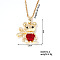 Cute Bear Pendant Necklaces Sparkling Ruby Rhinestone Brass Cable Chain Necklaces for Women, Golden, 15.75 inch(400mm)