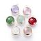 Glass Pendants, with Brass Findings, Faceted, Flat Round, Mixed Color, 9.5x6.5x2.5mm, Hole: 2mm