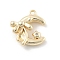 Brass Micro Pave Cubic Zirconia Pendants, Cadmium Free & Nickel Free & Lead Free, Bowknot & Moon Charms, Golden, 14.5x13x4.5mm, Hole: 1.2mm