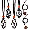 6Pcs 2 Colors Adjustable Braided Waxed Cord Macrame Pouch Necklace Making, Interchangeable Stone, with Wood Beads, Mixed Color, 90cm, 3pcs/color