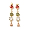 Rack Plating Brass Micro Pave Cubic Zirconia Pendants, Cadmium Free & Lead Free, Real 18K Gold Plated, 38x7x4mm, Hole: 2.5mm