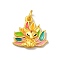 Rack Plating Alloy Enamel Pendants, Cadmium Free & Lead Free, with Jump Ring, Matte Gold Color, Fox, Colorful, 16x17.5x4mm, Jump Ring: 5.3x1.1mm, Inner Diameter: 3.1mm