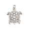 Turtle Brass ABS Imitation Pearl Pendants, Rack Plating, Long-Lasting Plated, Cadmium Free & Lead Free, Platinum, 21x16.5x6mm, Hole: 1.4mm