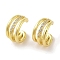 Brass Micro Pave Clear Cubic Zirconia Cuff Earrings for Women, Real 18K Gold Plated, 12x7mm