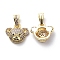 Brass Cubic Zirconia Charms, Cadmium Free & Lead Free, Bear Head Charms, Real 18K Gold Plated, Lilac, 14x16x6.5mm, Hole: 3.5x6.5mm