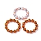 3Pcs 3 Styles Halloween Wood & Acrylic Round Beaded Stretch Bracelet Sets, Stackable Pumpkin Bracelets, Mixed Color, Inner Diameter: 2-1/8 inch(5.3cm), 1pc/style