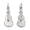 Brass Micro Pave Clear Cubic Zirconia Pendants, Cadmium Free & Nickel Free & Lead Free, with Shell, with Jump Rings, Guitar, Platinum, 20x8x2mm, Hole: 3mm