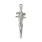Tibetan Style Alloy Pendant, Sword, Platinum, 63x19x7mm, Hole: 3mm